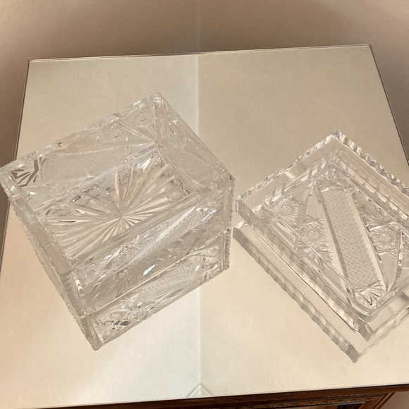 Bohemian Czech Vintage Crystal Cover Dish/Box - Picture 2 of 8